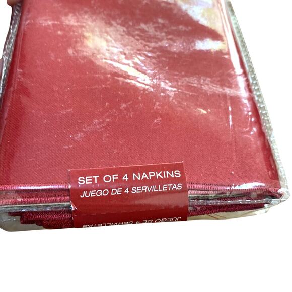 NEW Embroidered Christmas Holiday Cloth Napkins (4) Red Green Gold Holly Cutwork - Picture 5 of 7